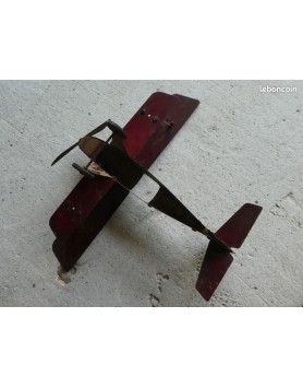Avion grand format . Tole . MECCAVION . GRAND BIPLAN . Meccano